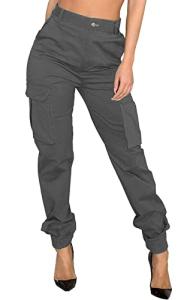 DvaeMalligo Women's Grey Cargo Joggers with Pockets