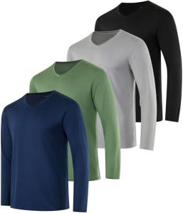 Men's Dry Fit Long Sleeve V-Neck T-Shirts Set