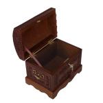 Brown Colonial Wood and Leather Jewelry Box