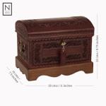 Brown Colonial Wood and Leather Jewelry Box