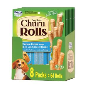INABA Churu Dog Treats - Soft Chicken & Cheese Rolls