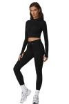 High Neck Crop Top & Tummy Control Leggings Set