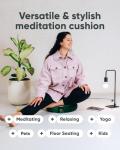 Green Velvet Meditation Cushion with Carry Handle