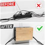 Bamboo Cable Management Box with Magnetic Lid