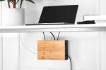 Bamboo Cable Management Box with Magnetic Lid