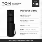 POM Pepper Spray with Clip and 10 ft Range
