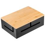 Bamboo Cable Management Box with Magnetic Lid