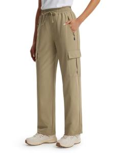 Libin Women's Lightweight Cargo Hiking Pants, Dark Khaki
