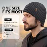 Merino Wool Beanie for Men and Women, Black
