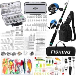 Fishing Tools Kit with Rod, Reel, and Tackle