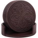 PU Leather Beer Coasters Set of 6 with Holder