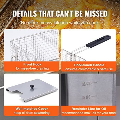 VEVOR Commercial Electric Fryer 2 Basket 12L 6000W