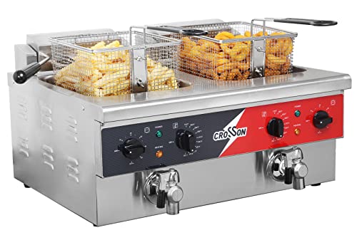 CROSSON 12L Electric Deep Fryer with Dual Tanks