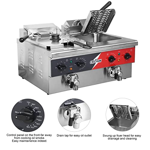 CROSSON 12L Electric Deep Fryer with Dual Tanks