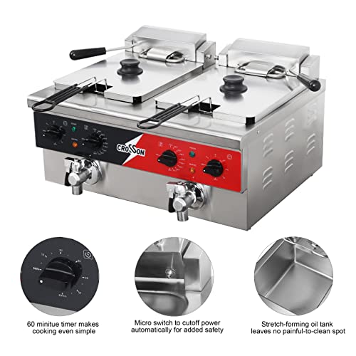 CROSSON 12L Electric Deep Fryer with Dual Tanks