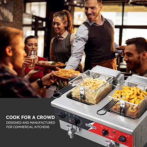CROSSON 12L Electric Deep Fryer with Dual Tanks
