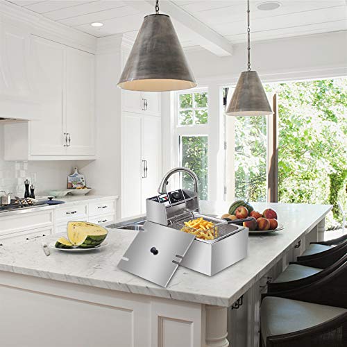 Stainless Steel Electric Deep Fryer, 6.3QT