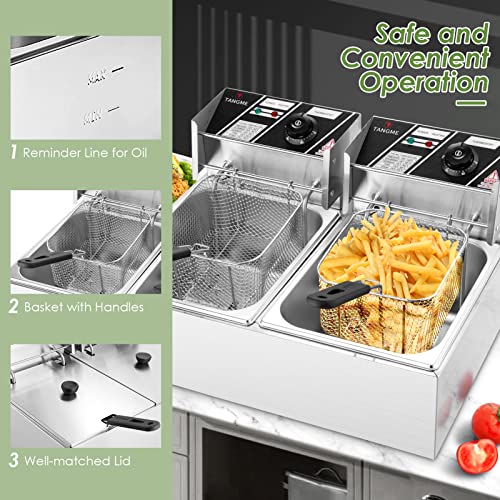 3400W Electric Commercial Deep Fryer with Baskets