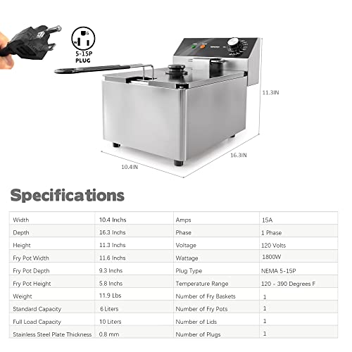 TOPKITCH 10L Electric Deep Fryer with Basket