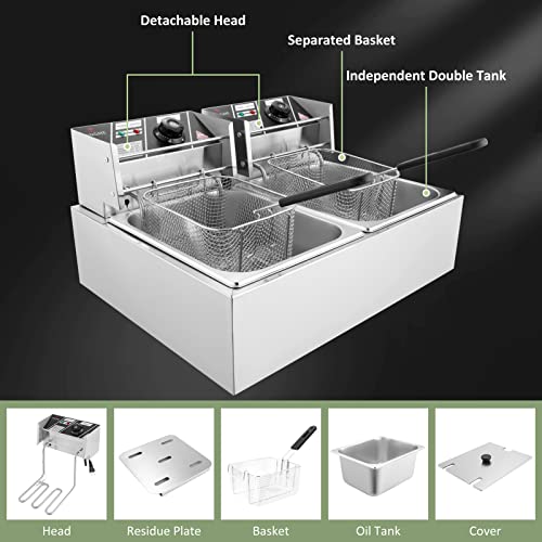 3400W Electric Commercial Deep Fryer with Baskets