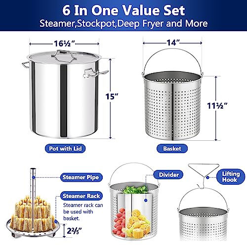 52QT Stainless Steel All-in-One Fryer Pot