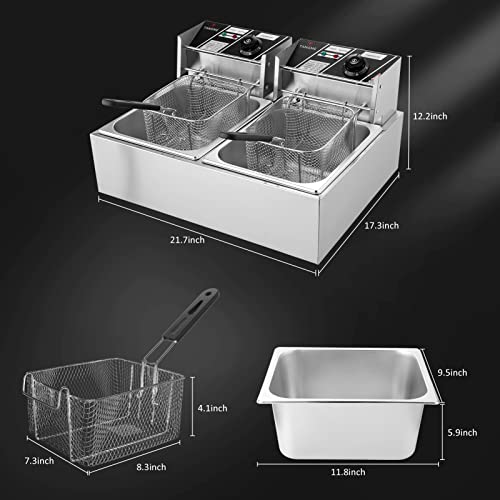 3400W Electric Commercial Deep Fryer with Baskets