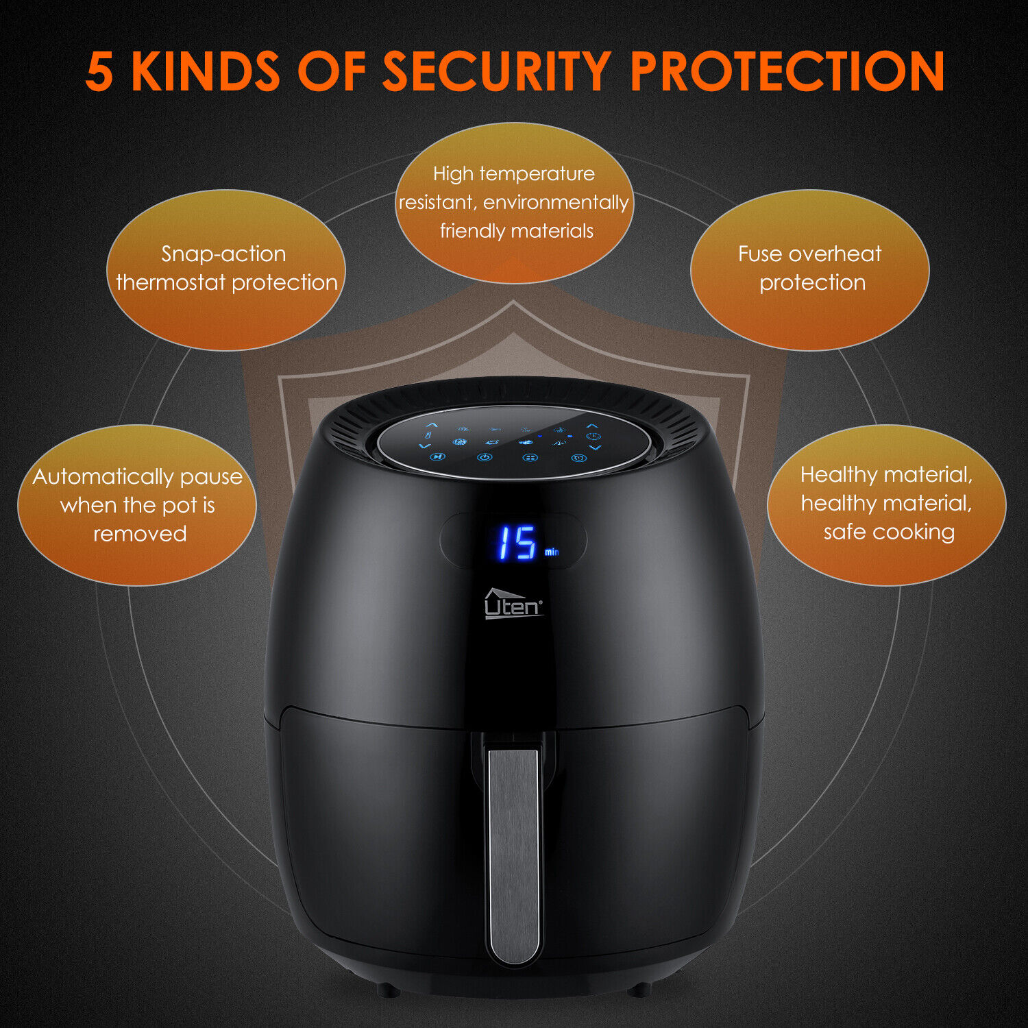 UTEN Air Fryer - Healthy, 6.9QT w/ Temperature & Timer