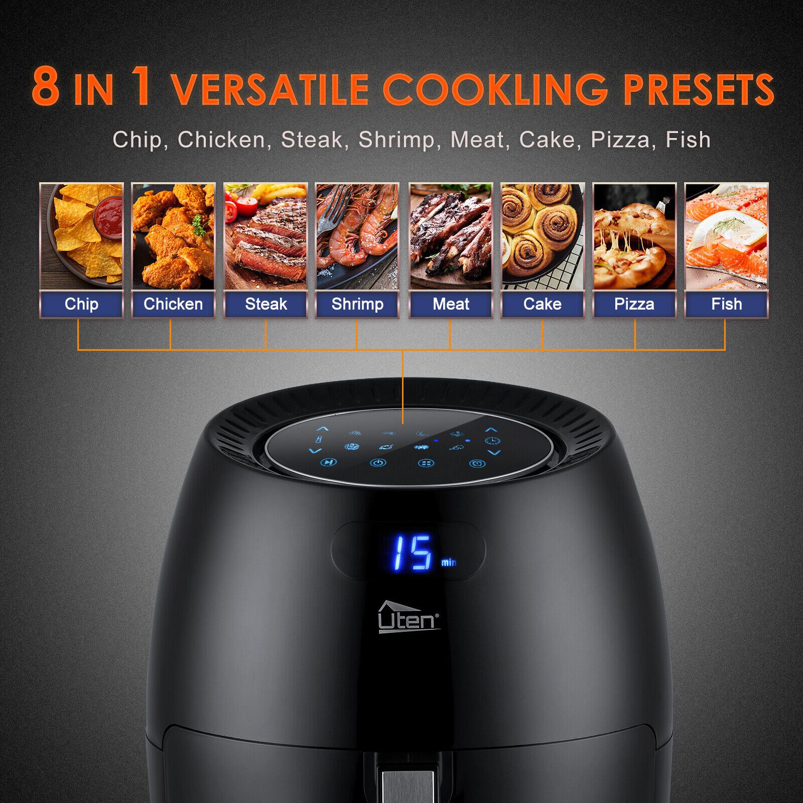 UTEN Air Fryer - Healthy, 6.9QT w/ Temperature & Timer