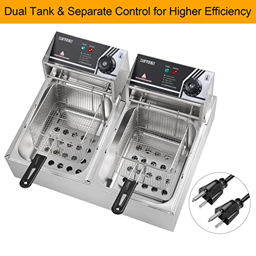 22.8QT Electric Deep Fryer with Dual Baskets