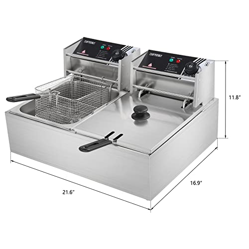 22.8QT Electric Deep Fryer with Dual Baskets