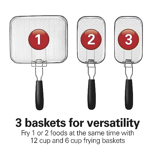 Hamilton Beach Electric Deep Fryer, Triple Basket, Stainless Steel