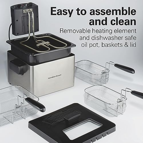 Hamilton Beach Electric Deep Fryer, Triple Basket, Stainless Steel