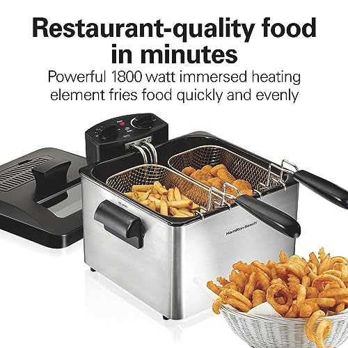 Hamilton Beach Electric Deep Fryer, Triple Basket, Stainless Steel