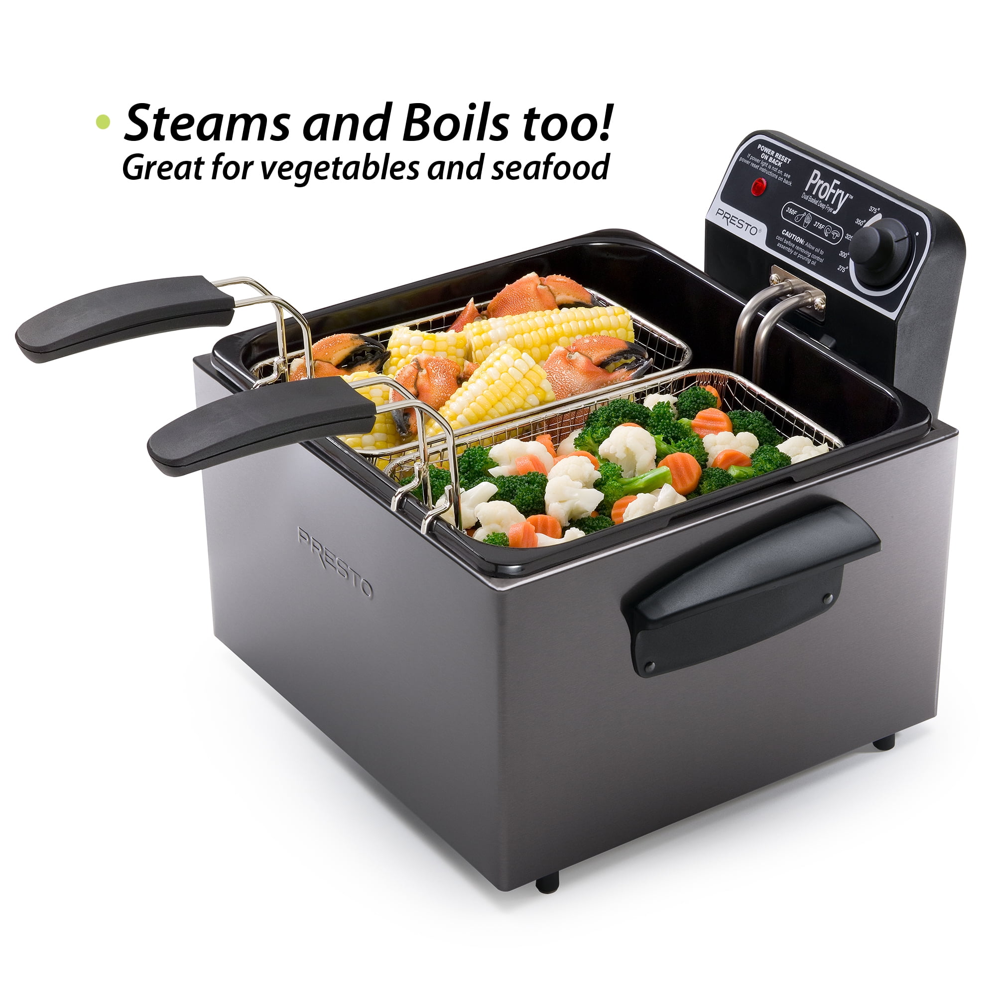 Presto Dual Basket Black Deep Fryer
