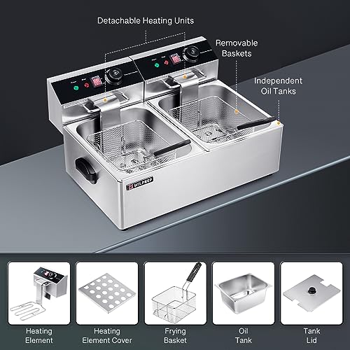 WILPREP 20 lb Electric Deep Fryer with Dual Tanks