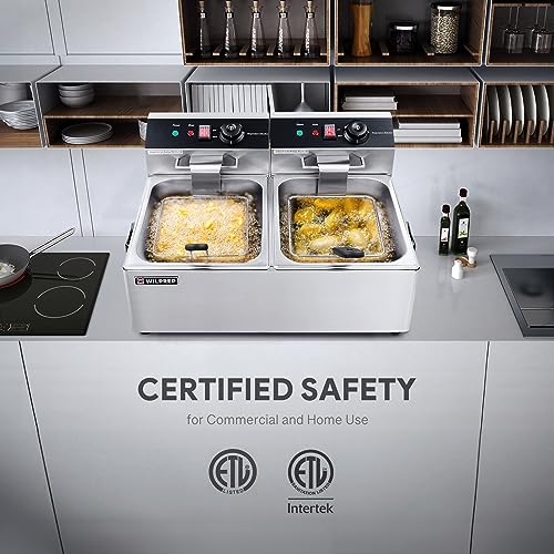 WILPREP 20 lb Electric Deep Fryer with Dual Tanks
