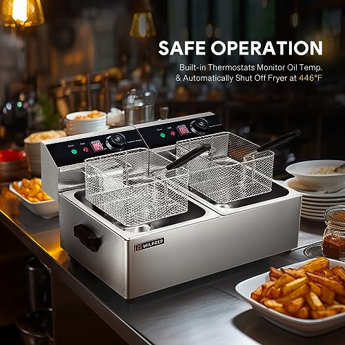 WILPREP 20 lb Electric Deep Fryer with Dual Tanks