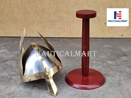 Wooden Helmet Stand in Cherry Finish