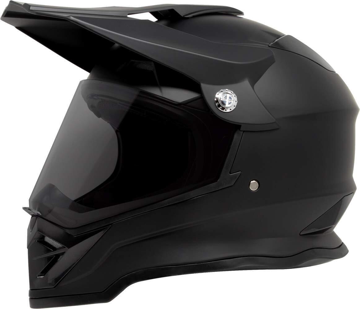 Matte Black Dual Sport Motocross Helmet with Shield