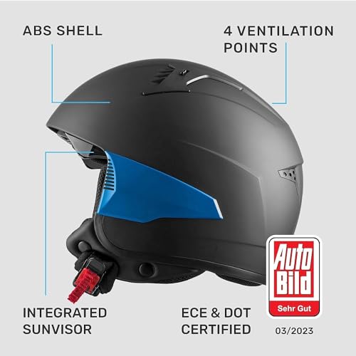 Westt Rover Jet Open-Face Motorcycle Helmet - Black