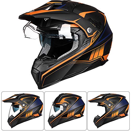 ILM Dual Sport Full Face Off-Road Helmet, Orange