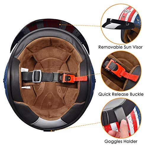 AHR Run-O5 3/4 Open Face Motorcycle Helmet