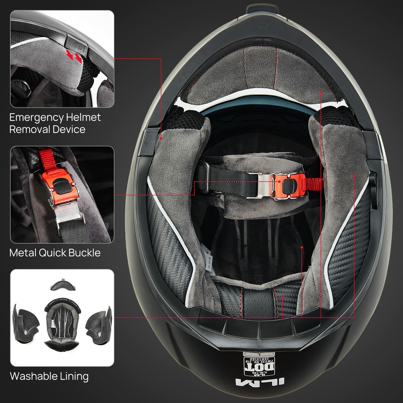 ILM Modular Full Face Motorcycle Helmet with Dual Visor