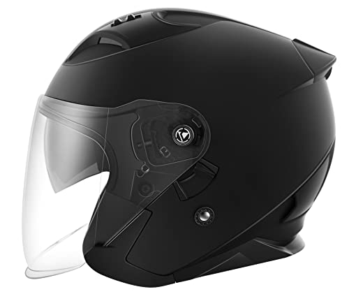 YEMA YM-637 Open Face Motorcycle Helmet - Matte Black