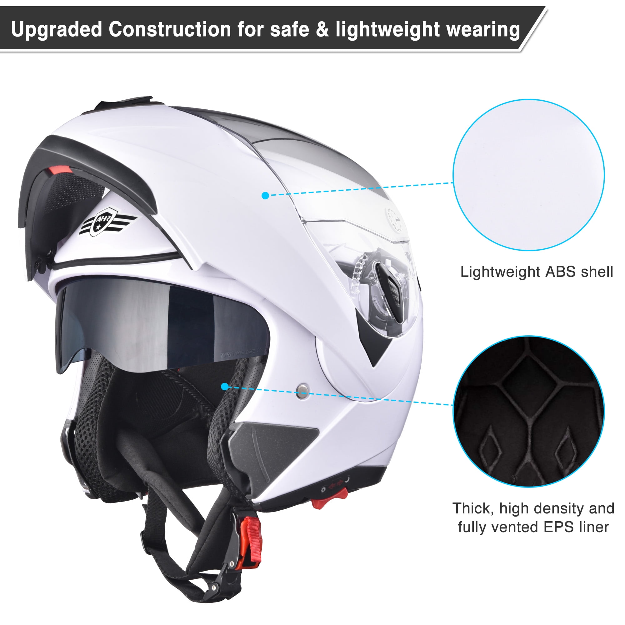 AHR Dual Visor Flip Up Full Face Helmet