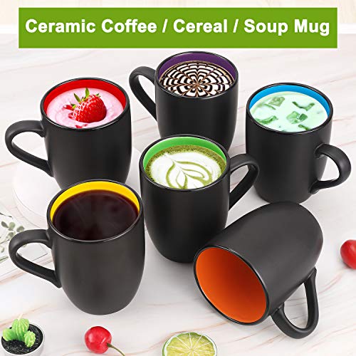 Large Matte Black Coffee Mug Set - 6 Pack