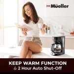 Mueller 12-Cup Drip Coffee Maker: Auto Warm Feature, Anti-Drip