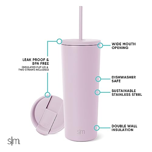 Insulated Lavender Tumbler with Straw - 710ml