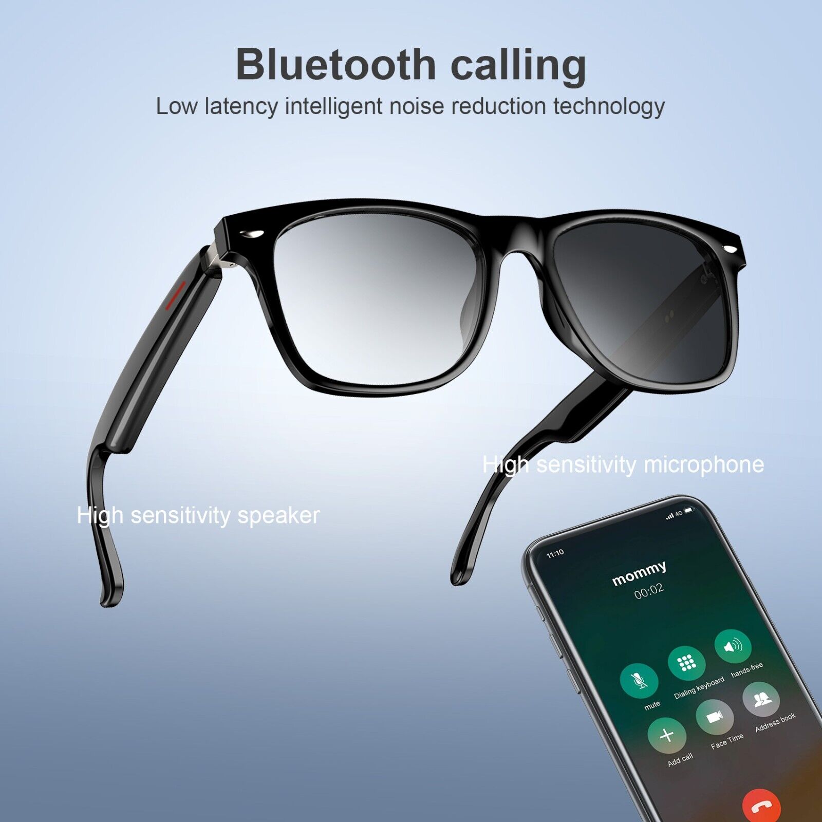 Bluetooth Smart Glasses with Audio, Mic, and Camera