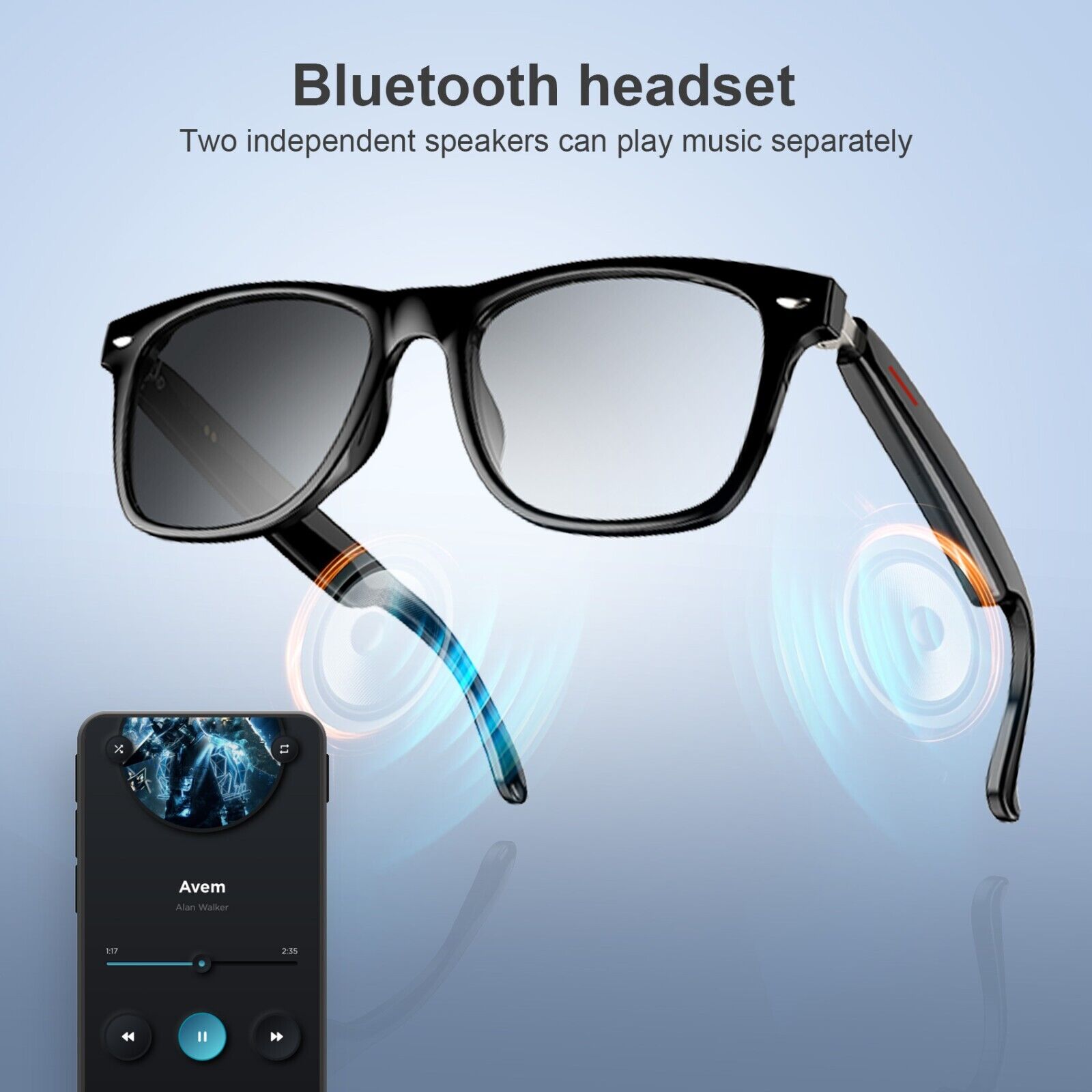 Bluetooth Smart Glasses with Audio, Mic, and Camera